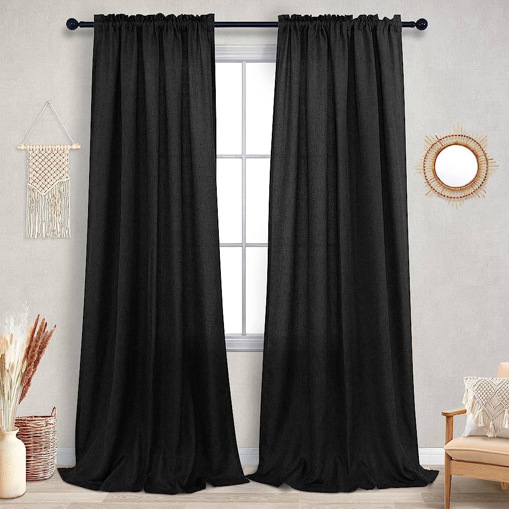 black curtains.